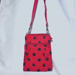 Mixed Bags Design-Red & Black Polke-a-dot-Purse/Crossbody-Lightweight-Zipper